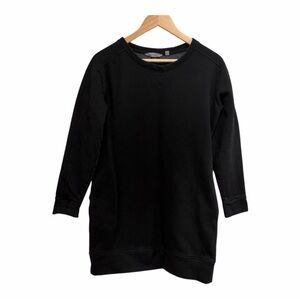 Athleta Black Sweatshirt Long Sleeve Crew Neck Dress Pockets Cotton Blend